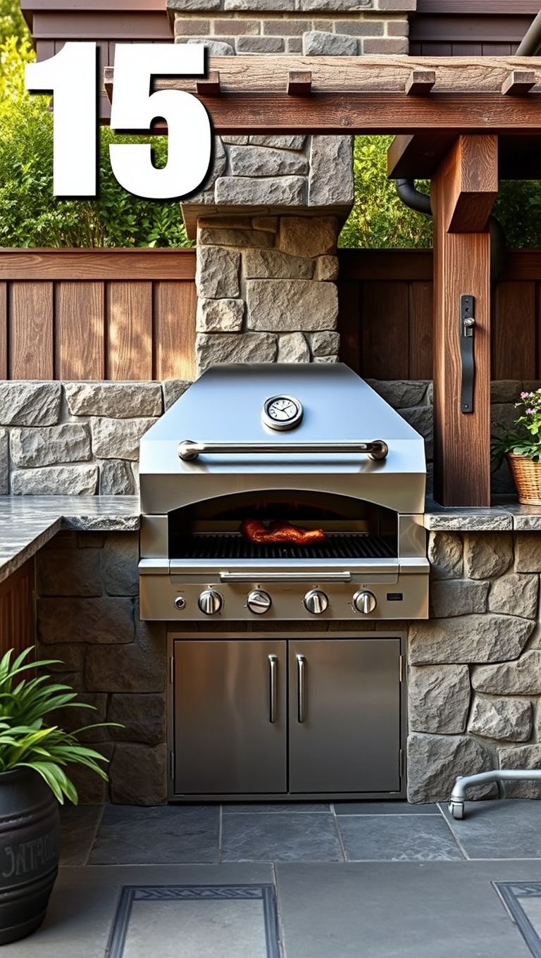 20 Creative Ideas for the Perfect Patio Grilling Station - 15. Elegant Stone Barbecue
