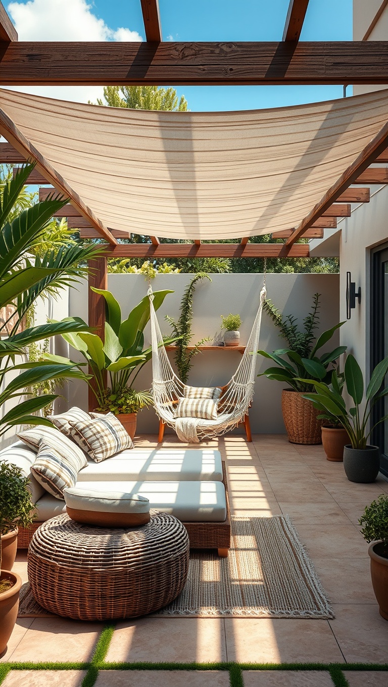 20 Cozy Inspirations for Your Dream Patio Lounge Area - 7. Hammock Heaven for Ultimate Relaxation
