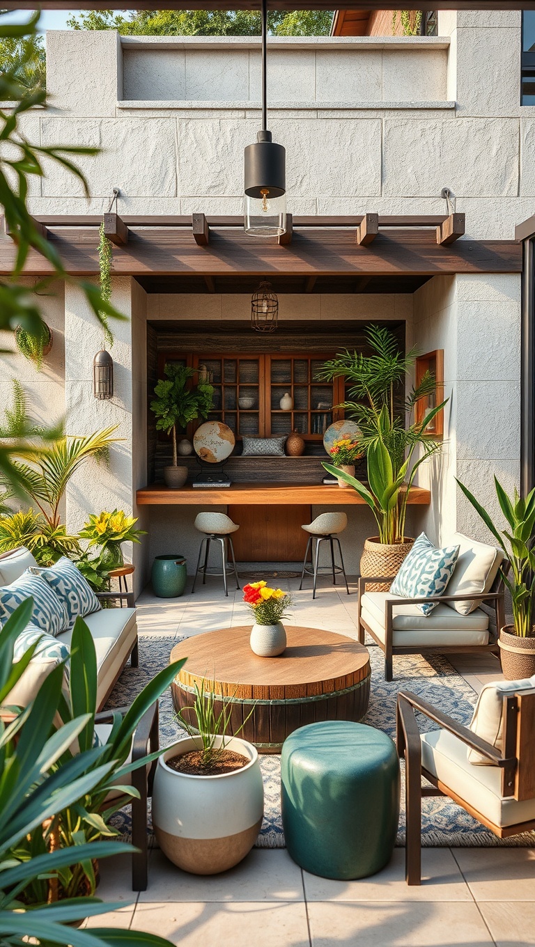 20 Cozy Inspirations for Your Dream Patio Lounge Area - 19. Eco-Friendly Decor with Recycled Materials