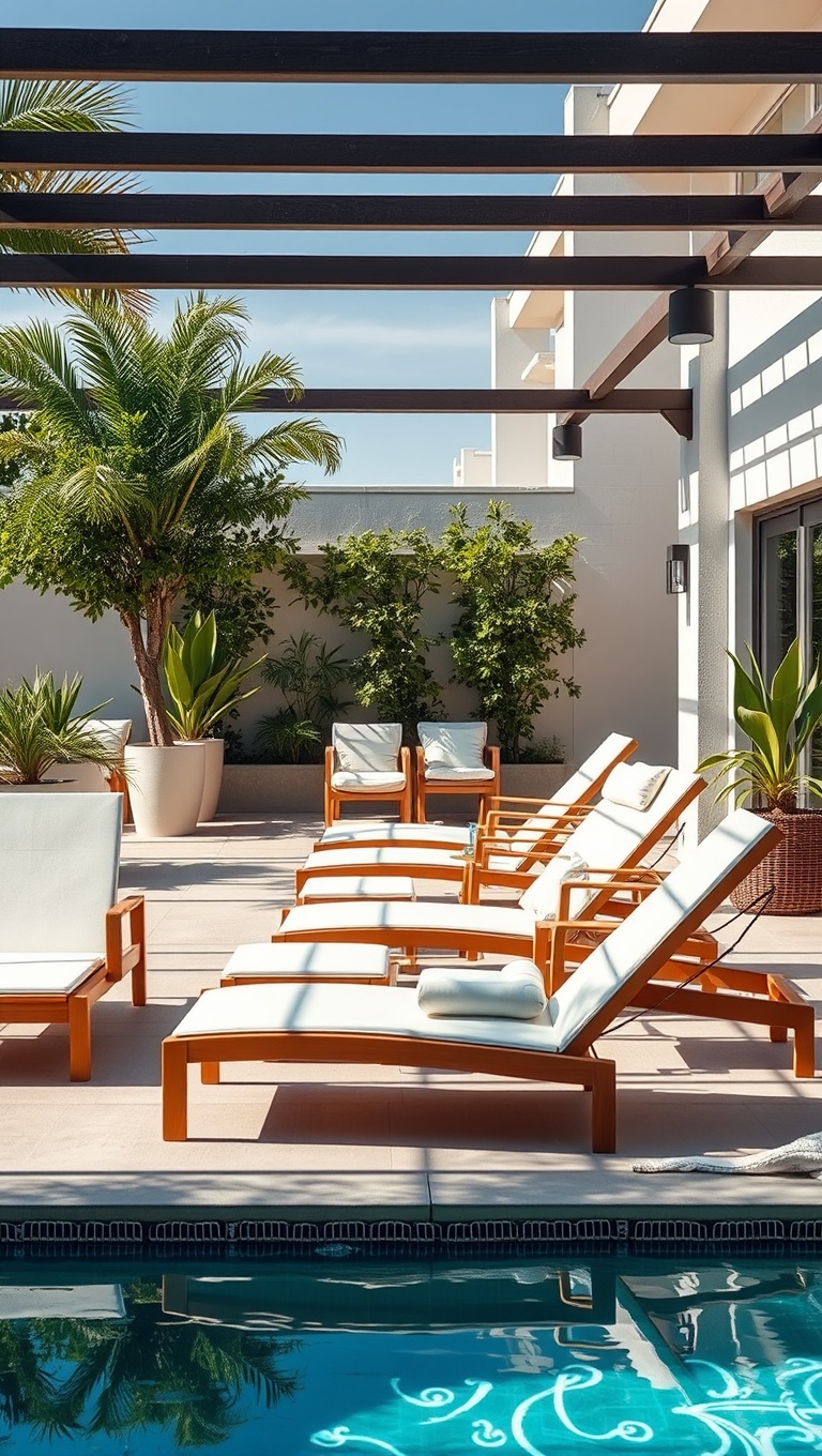 20 Cozy Inspirations for Your Dream Patio Lounge Area - 18. Lounge Chairs for Sunbathing Bliss