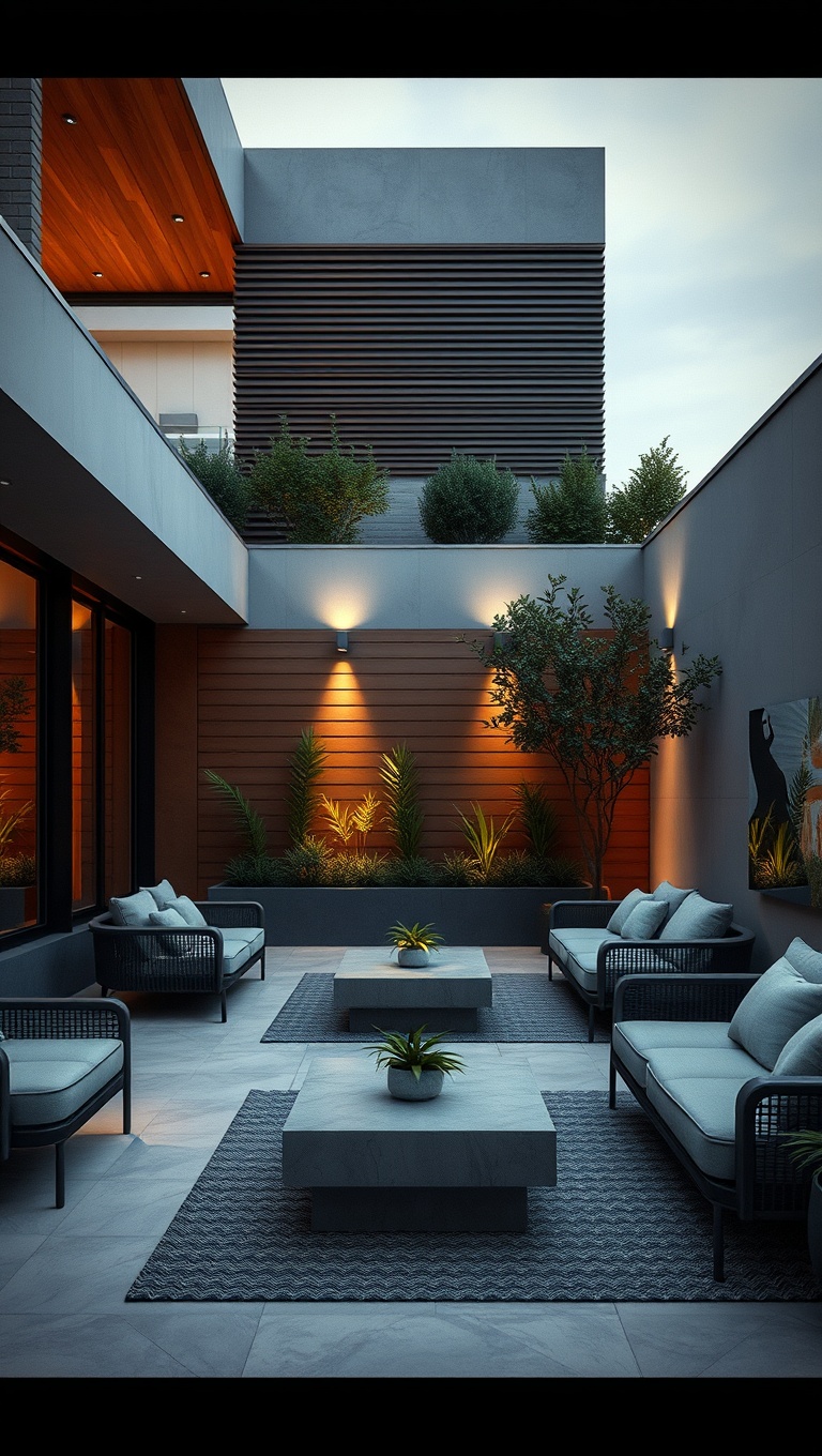 20 Cozy Inspirations for Your Dream Patio Lounge Area - 4. Modern Minimalism with Sleek Lines