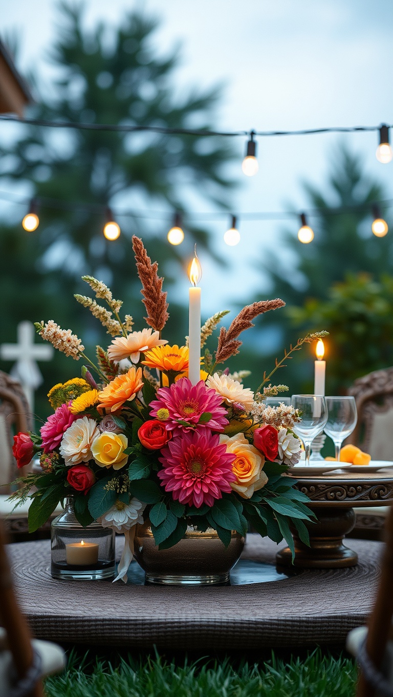 20 Whimsical Patio Picnic Ideas to Spark Your Summer Vibes - 3. Floral Centerpiece Magic