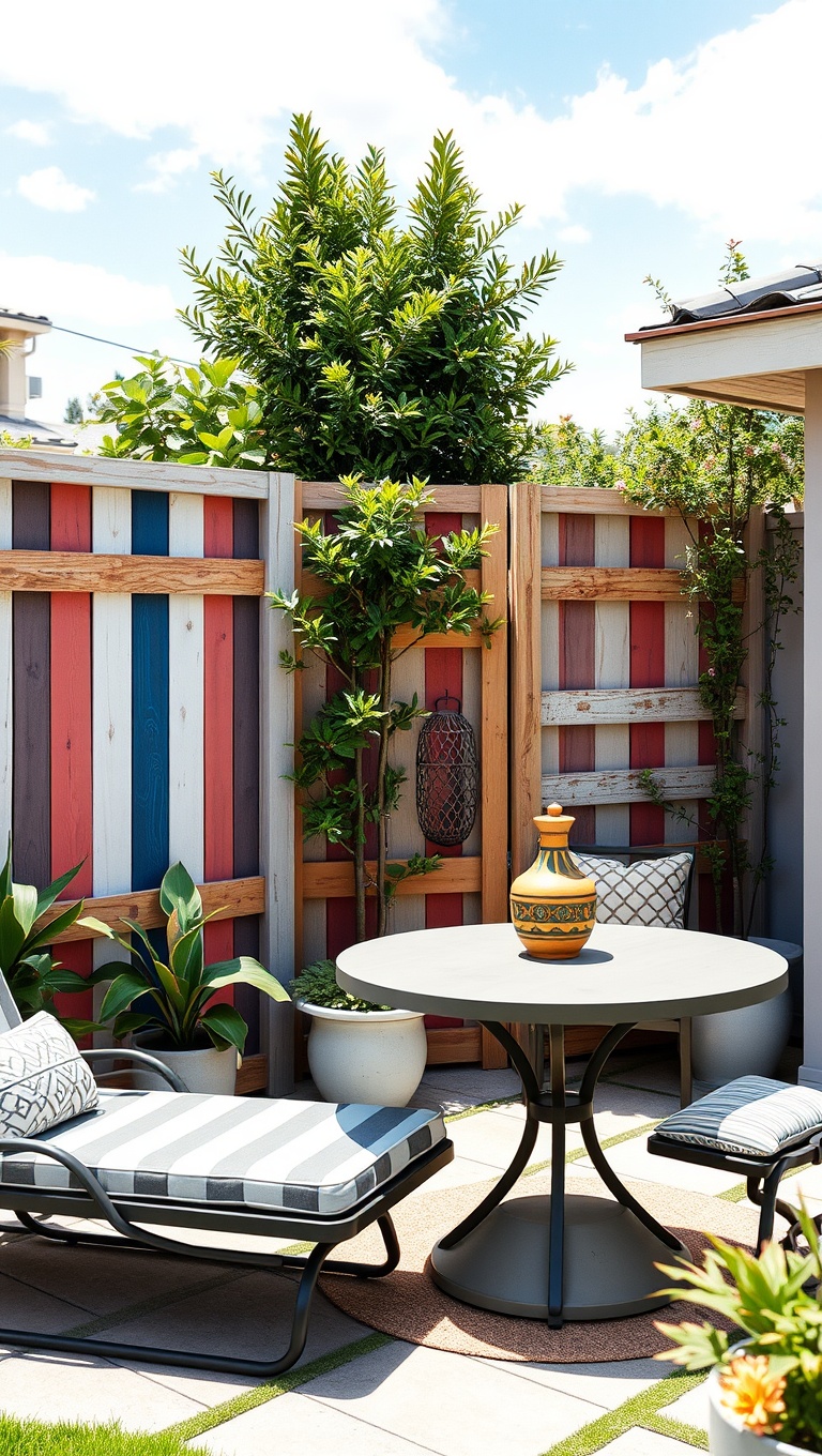 20 Creative Patio Privacy Screen Ideas for Your Outdoor Oasis - 7. Artistic Touch: Custom Painted Wooden Screens