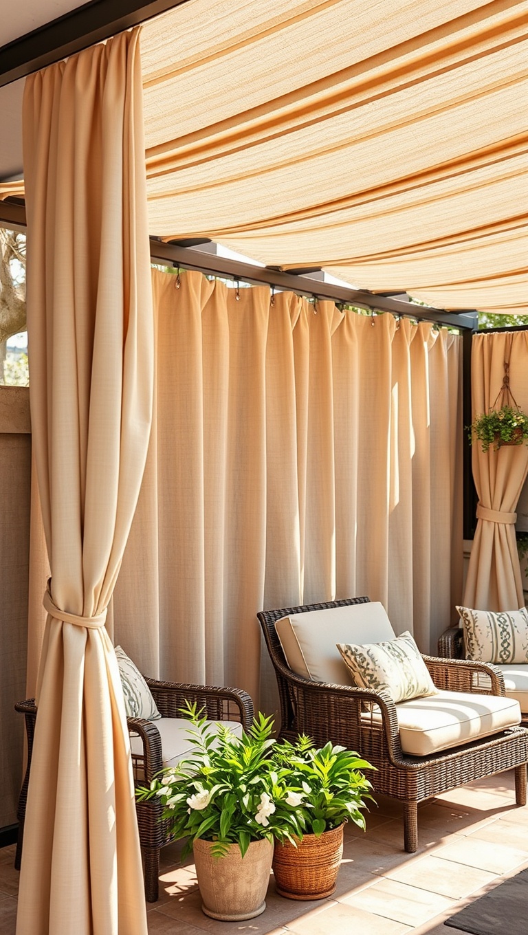 20 Creative Patio Privacy Screen Ideas for Your Outdoor Oasis - 4. Cozy Canopy: Fabric Drapes for Soft Privacy