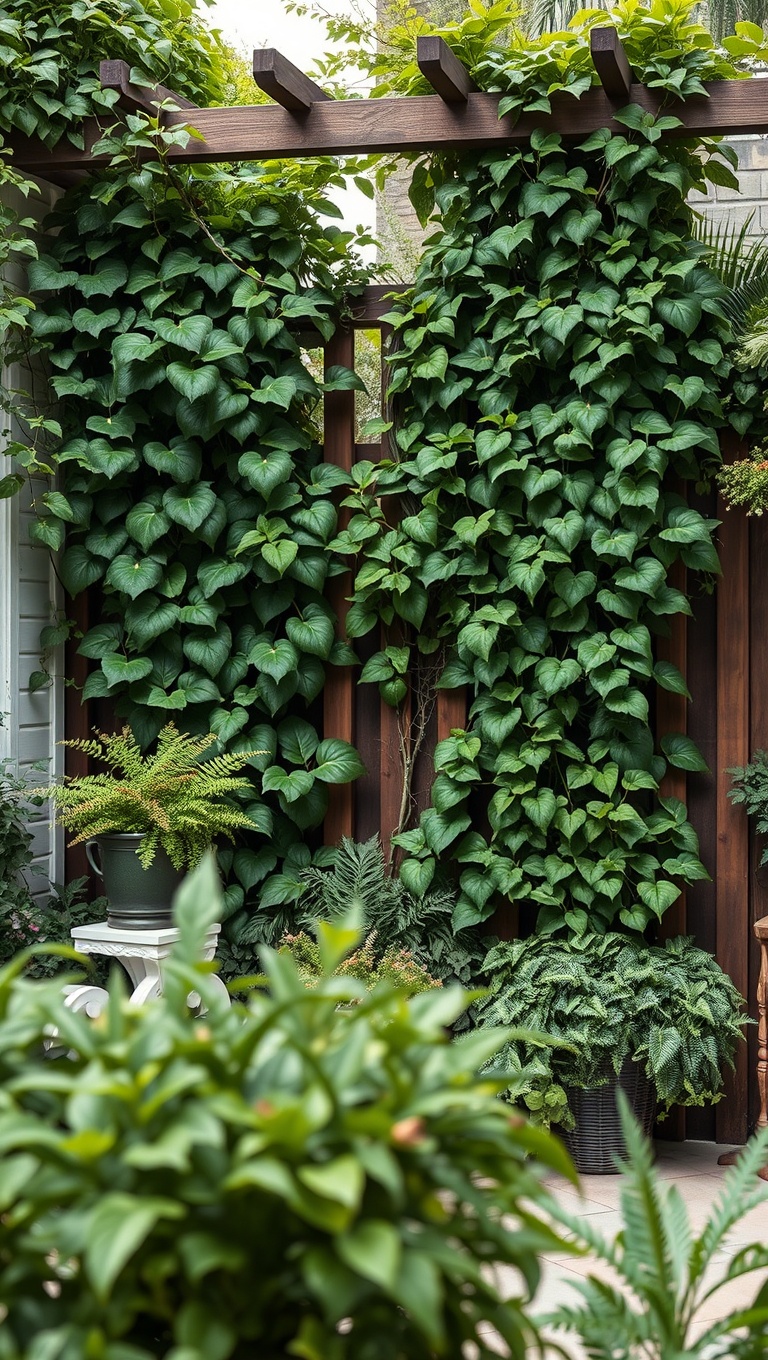 20 Creative Patio Privacy Screen Ideas for Your Outdoor Oasis - Lush Greenery: Use Climbing Plants on Trellises