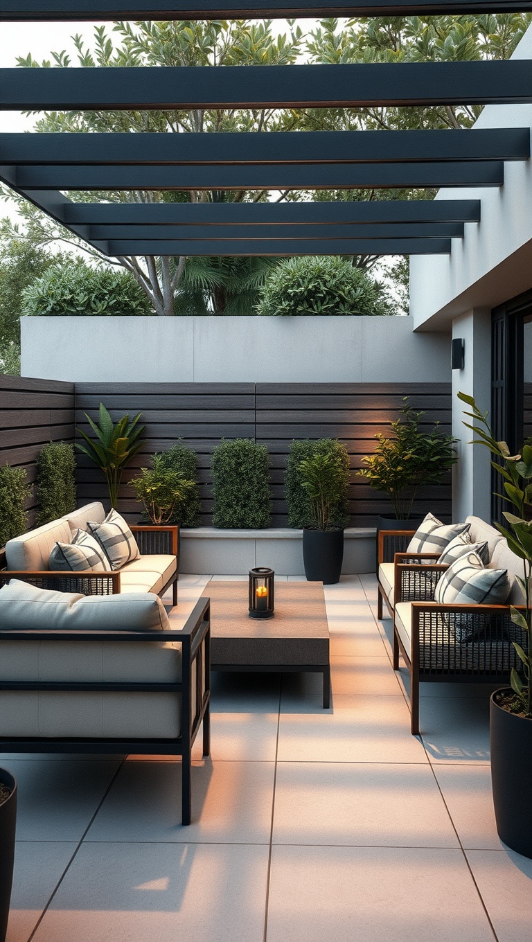 20 Creative Patio Seating Arrangements to Transform Your Outdoor Space - Modern Minimalist with Sleek Lines