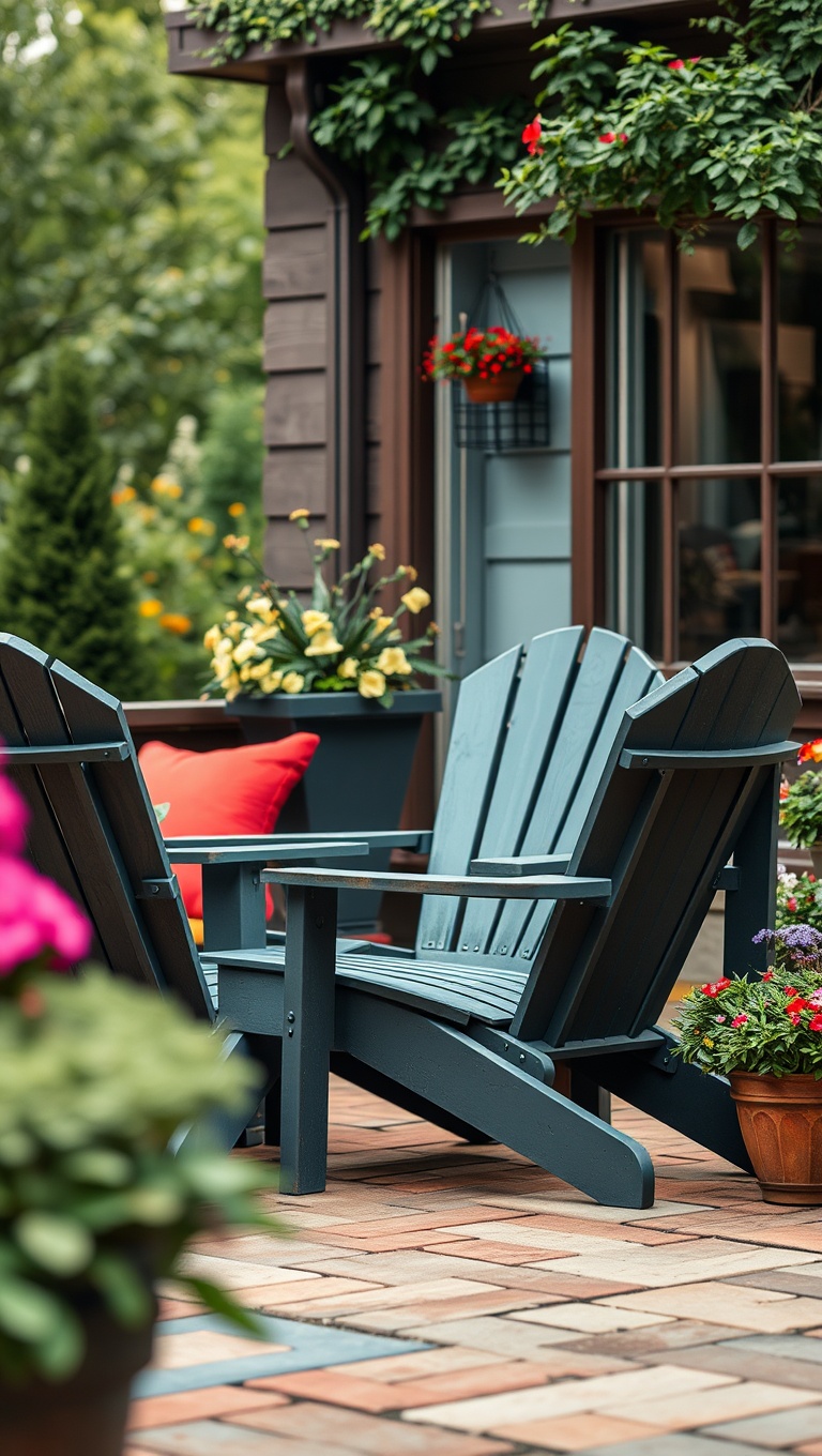20 Creative Patio Seating Arrangements to Transform Your Outdoor Space - Classic Adirondack Chairs for Timeless Charm