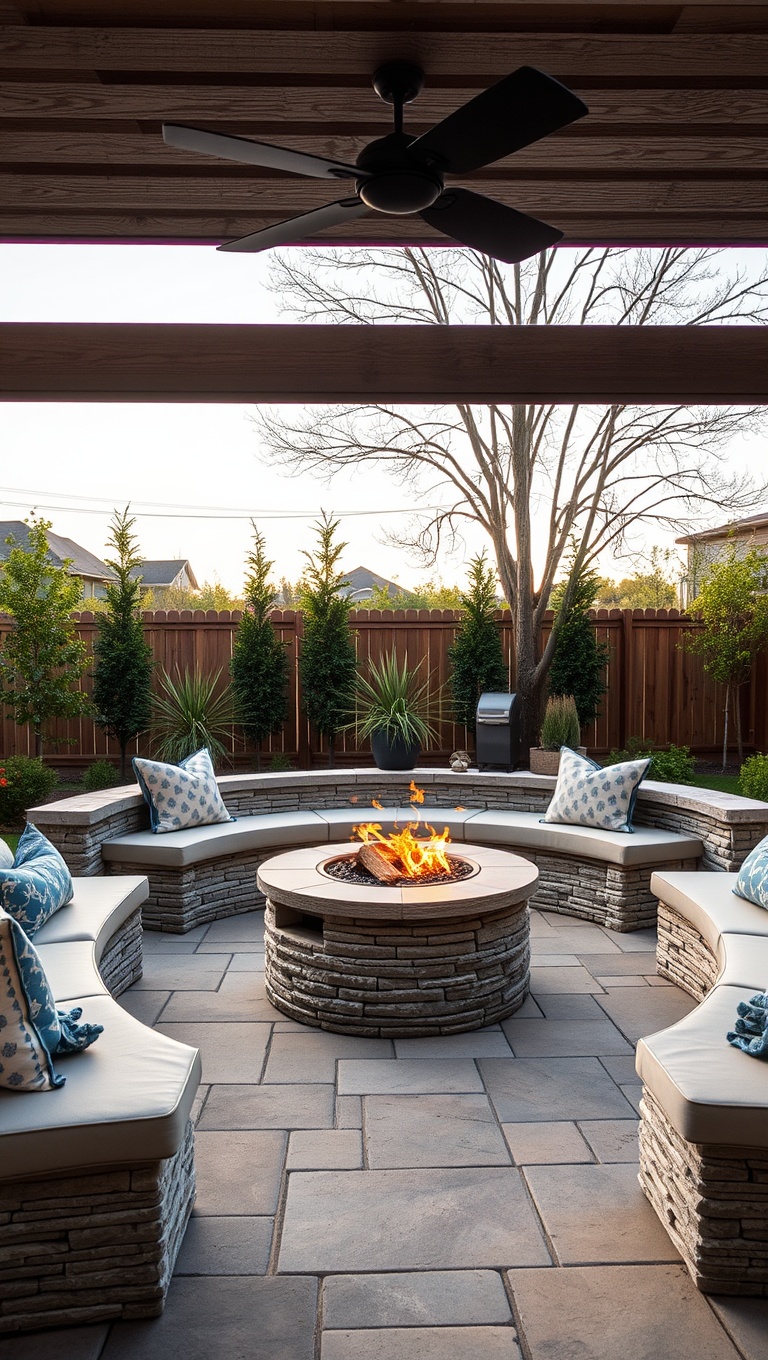 20 Creative Patio Seating Arrangements to Transform Your Outdoor Space - Fire Pit Surround with Built-in Benches