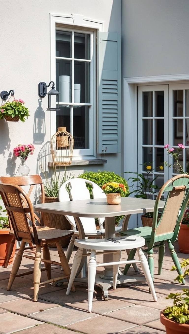 20 Creative Patio Seating Arrangements to Transform Your Outdoor Space - Mismatched Vintage Chairs for Eclectic Charm