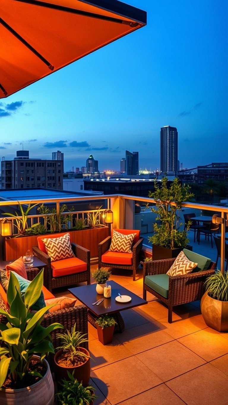20 Creative Patio Seating Arrangements to Transform Your Outdoor Space - Rooftop Garden with Sky-high Seating