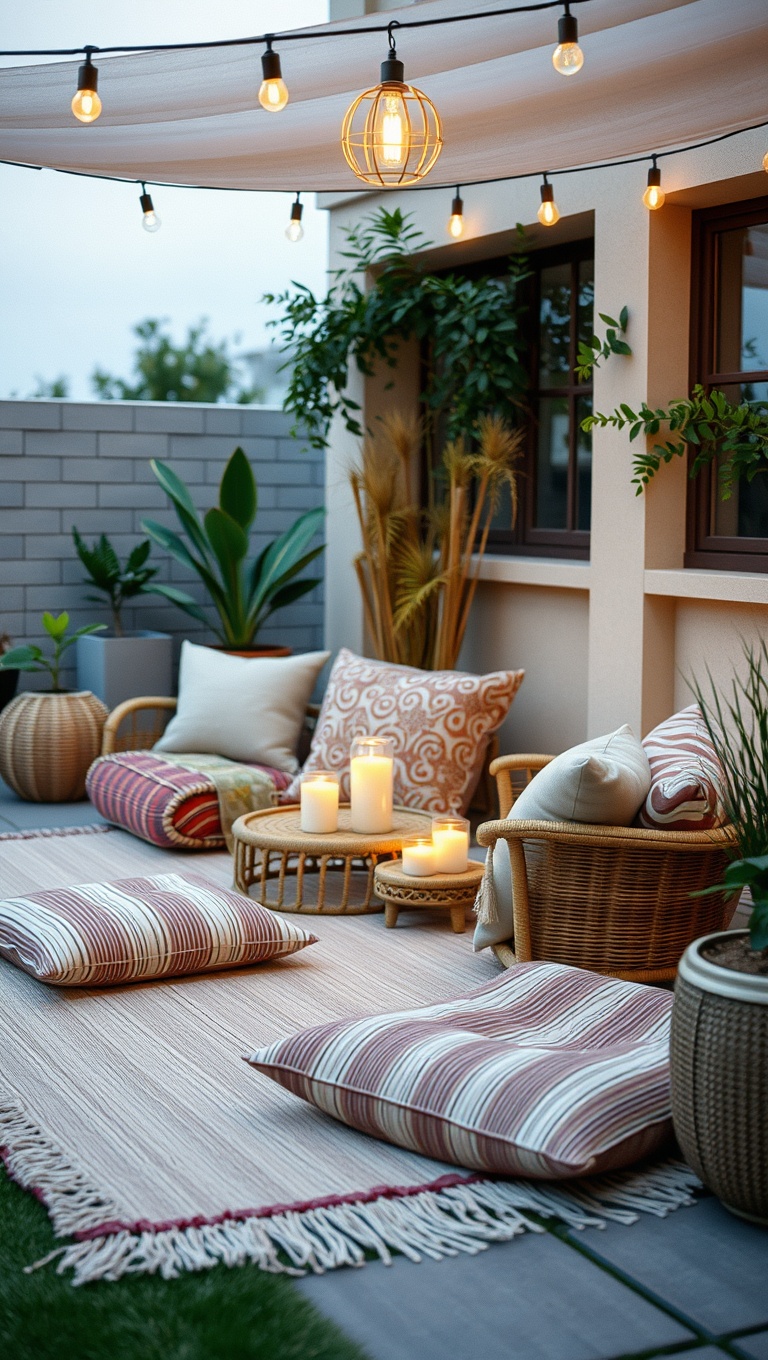 20 Creative Patio Seating Arrangements to Transform Your Outdoor Space - Picnic Blanket and Floor Cushions