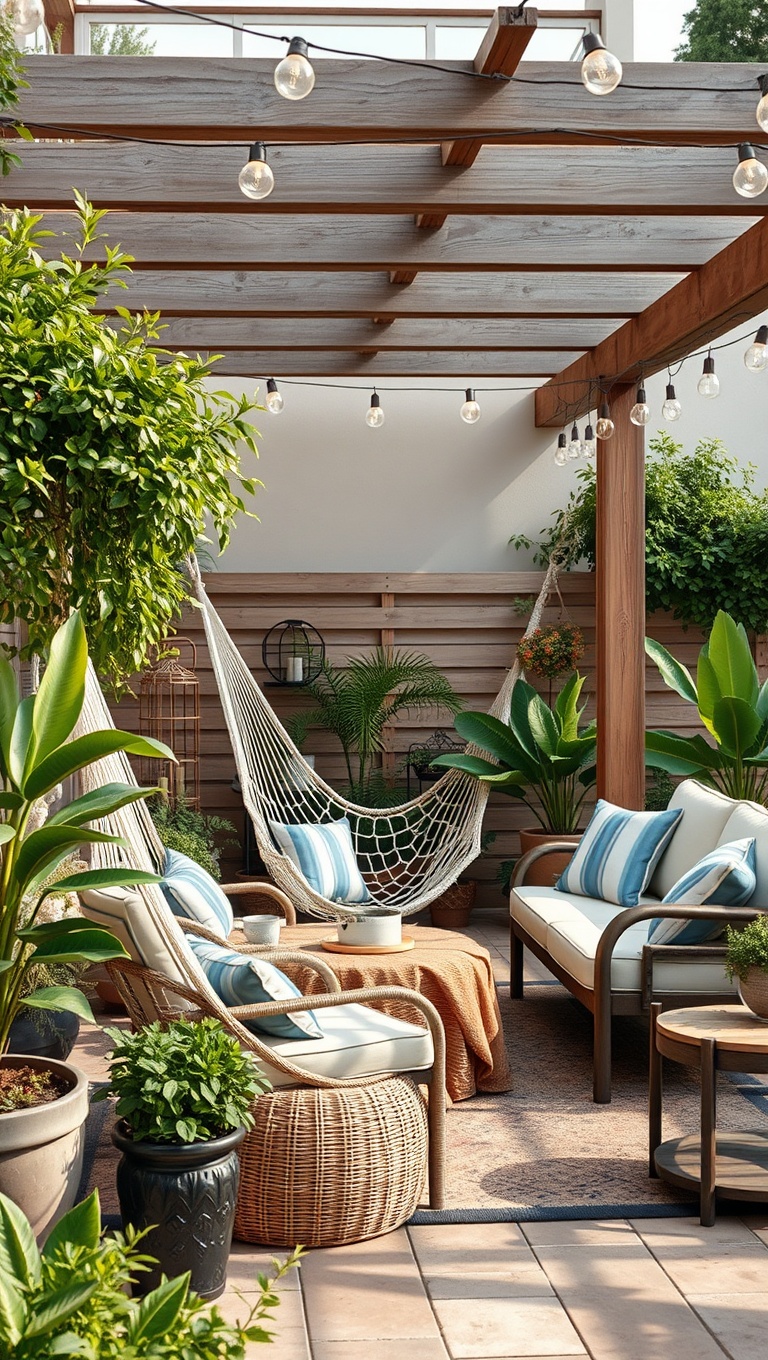 20 Creative Patio Seating Arrangements to Transform Your Outdoor Space - Hammock Haven for Lazy Afternoons