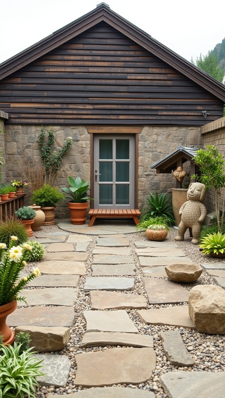20 Inspiring Ideas to Transform Your Patio into a Yoga Oasis - 16. Natural Stone: Use Flagstone or Gravel for a Rustic Feel