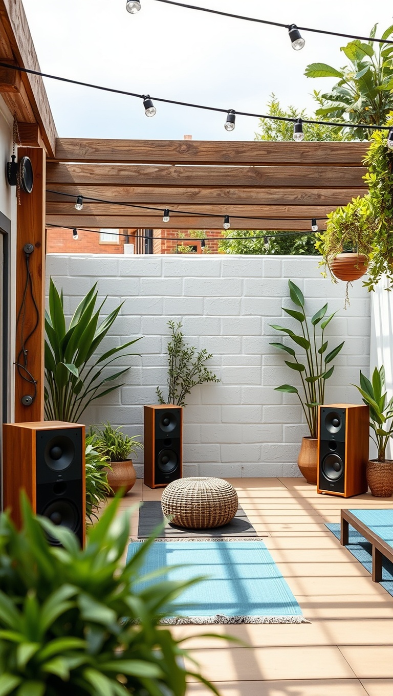 20 Inspiring Ideas to Transform Your Patio into a Yoga Oasis - 12. Outdoor Speakers: Play Calming Music to Elevate Your Practice