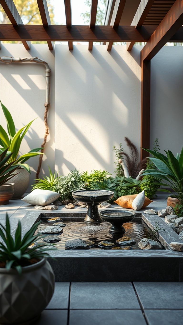 20 Inspiring Ideas to Transform Your Patio into a Yoga Oasis - 5. Nature Sounds: Incorporate a Water Feature for Peaceful Ambiance