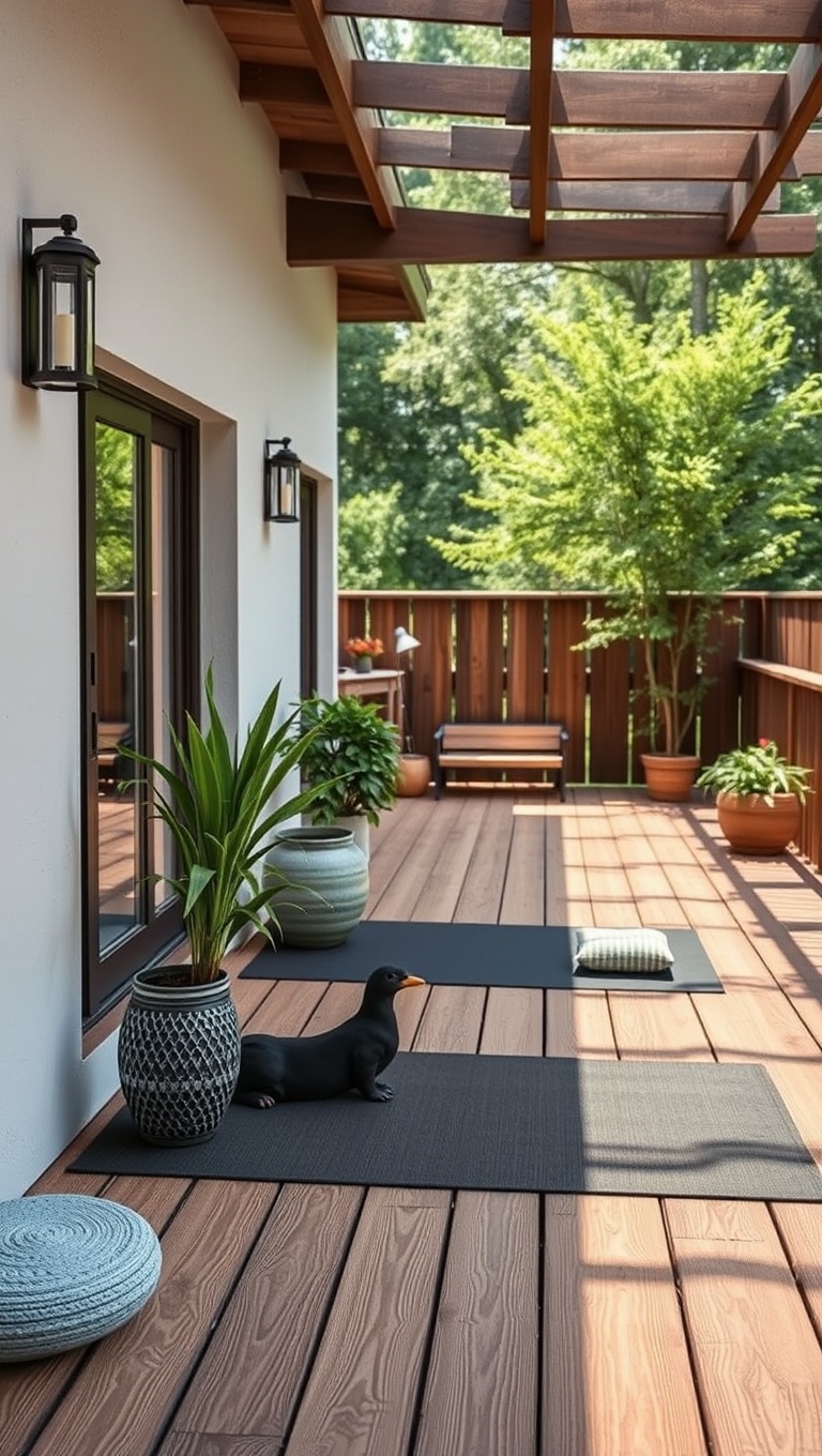 20 Inspiring Ideas to Transform Your Patio into a Yoga Oasis - 7. Wooden Deck: Opt for Natural Wood Flooring for Warmth