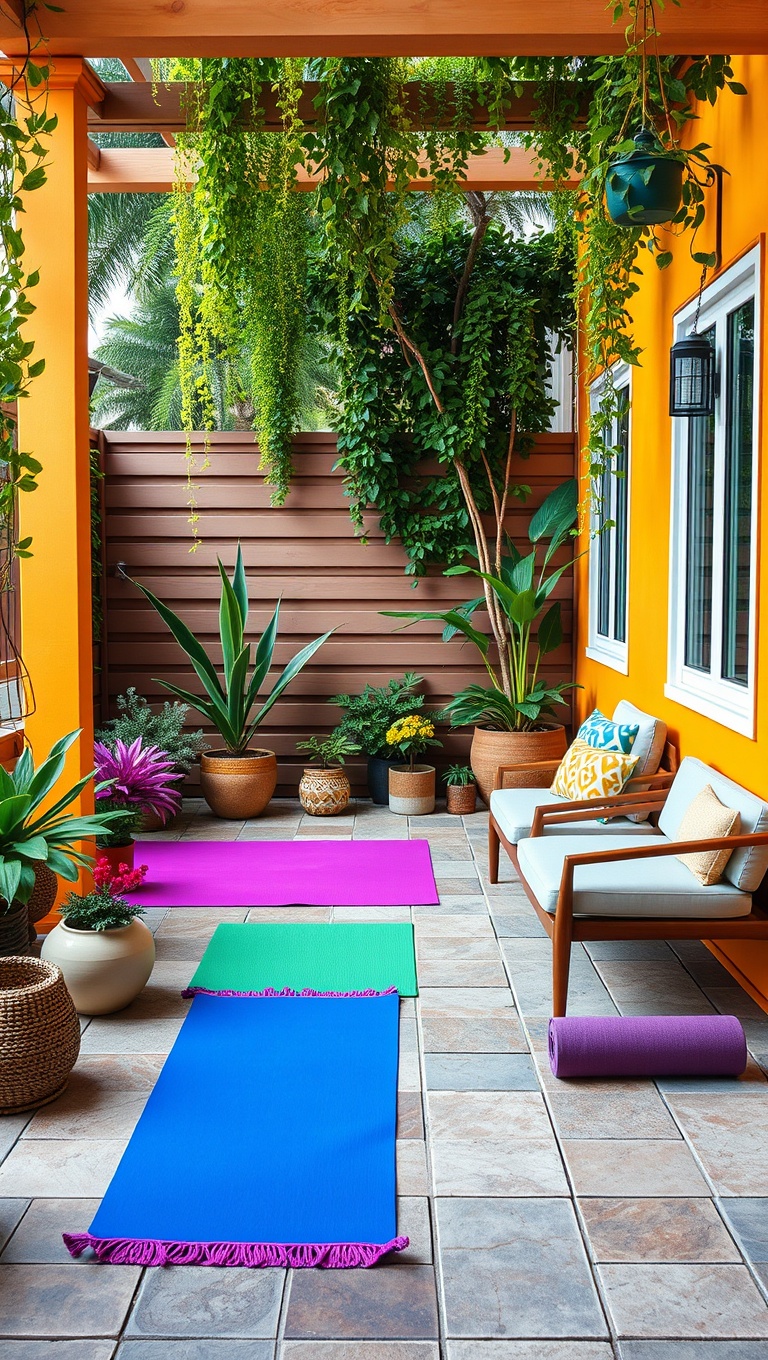 20 Inspiring Ideas to Transform Your Patio into a Yoga Oasis - 4. Colorful Mats: Brighten Up Your Space with Fun Yoga Mats