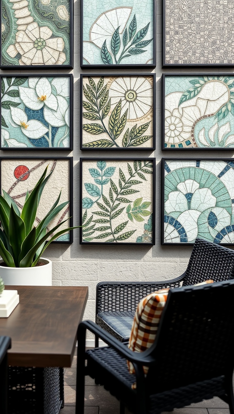 20 Creative Ideas for Patio Wall Art to Brighten Your Outdoor Space! - 11. Nature-Inspired Mosaics