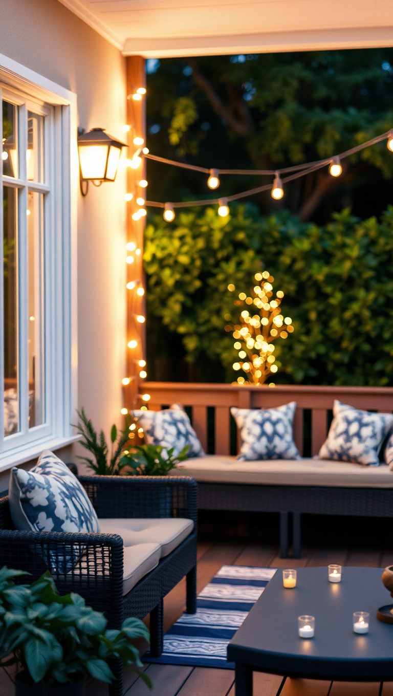 20 Creative Ideas for Patio Wall Art to Brighten Your Outdoor Space! - 3. Charming Fairy Lights