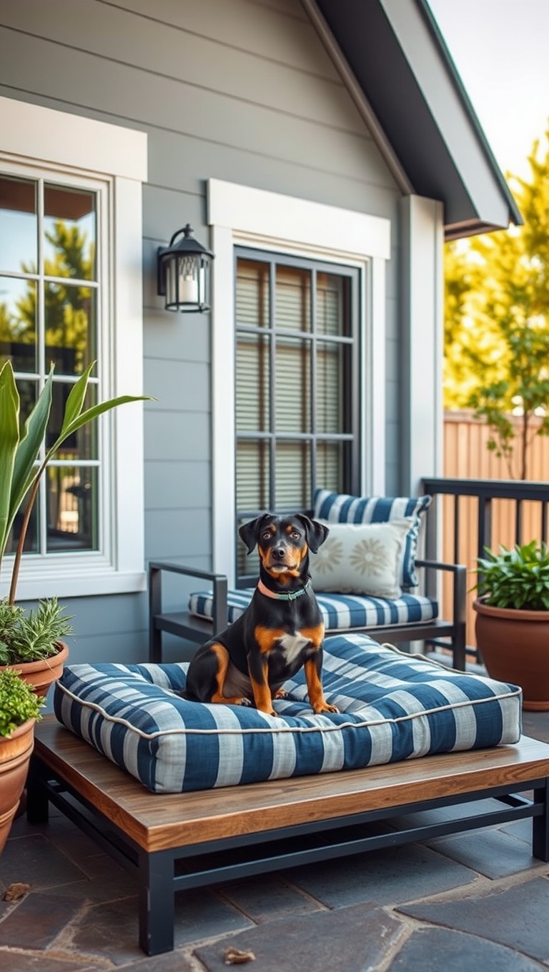 20 Paw-sitively Charming Ideas for Pet-Friendly Patio Designs - 4. Elevated Dog Beds: A Comfy Spot to Relax