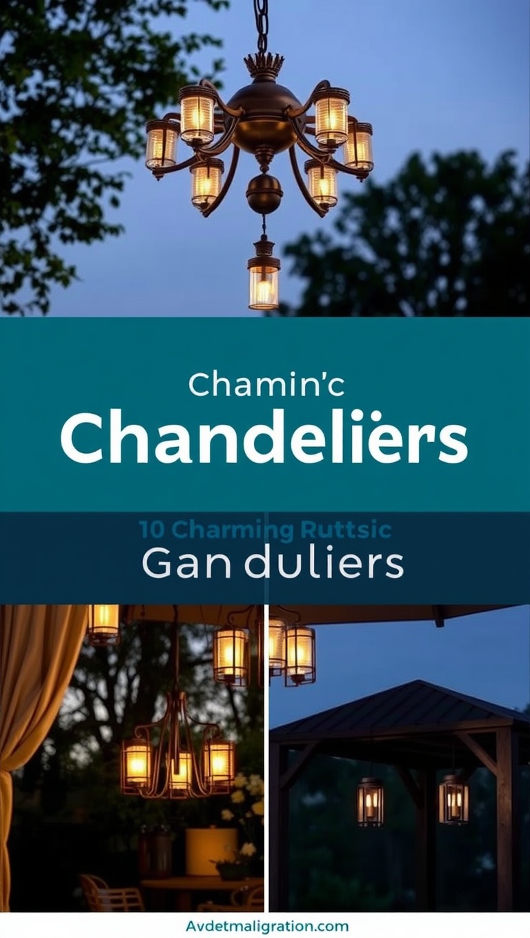 20 Charming Rustic Outdoor Lighting Ideas to Brighten Your Space - 10. Charming Rustic Chandeliers for Gazebos