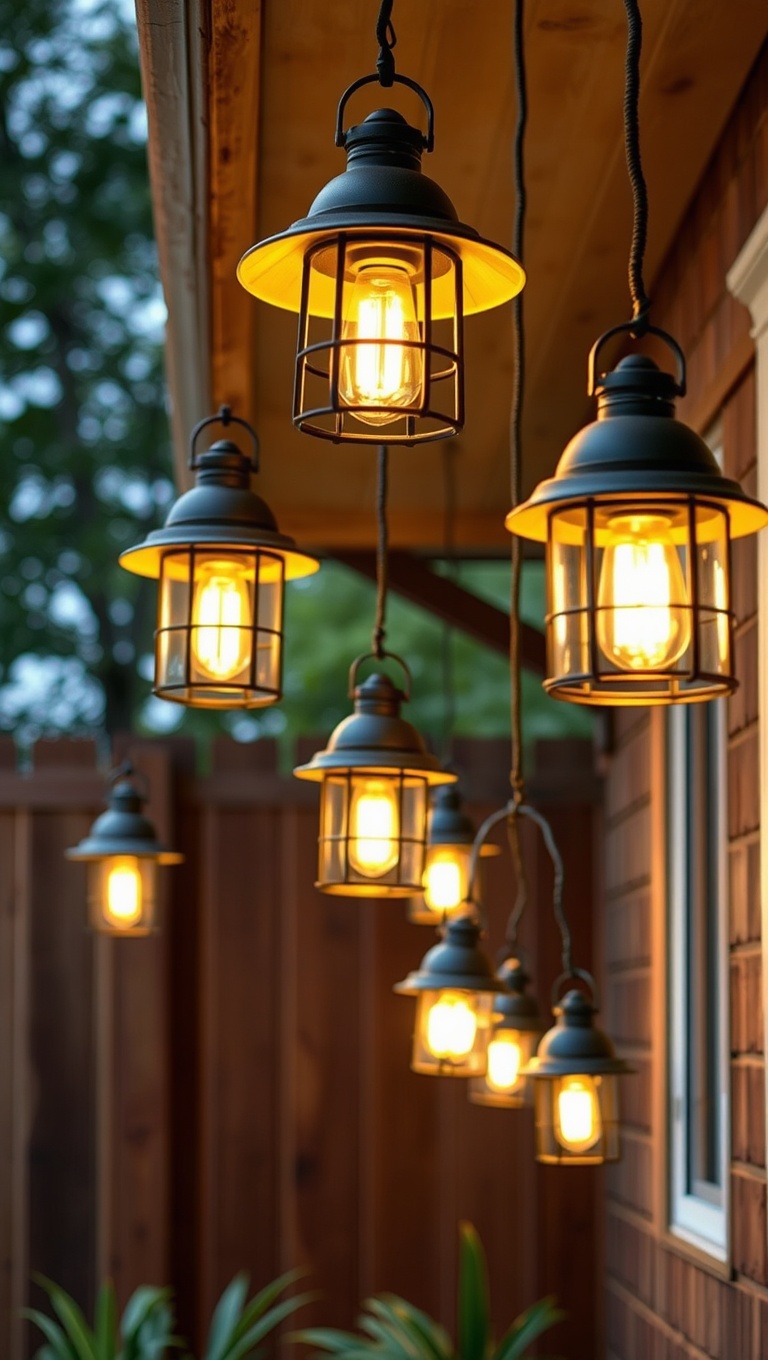 20 Charming Rustic Outdoor Lighting Ideas to Brighten Your Space - 12. Repurposed Metal Buckets as Light Fixtures