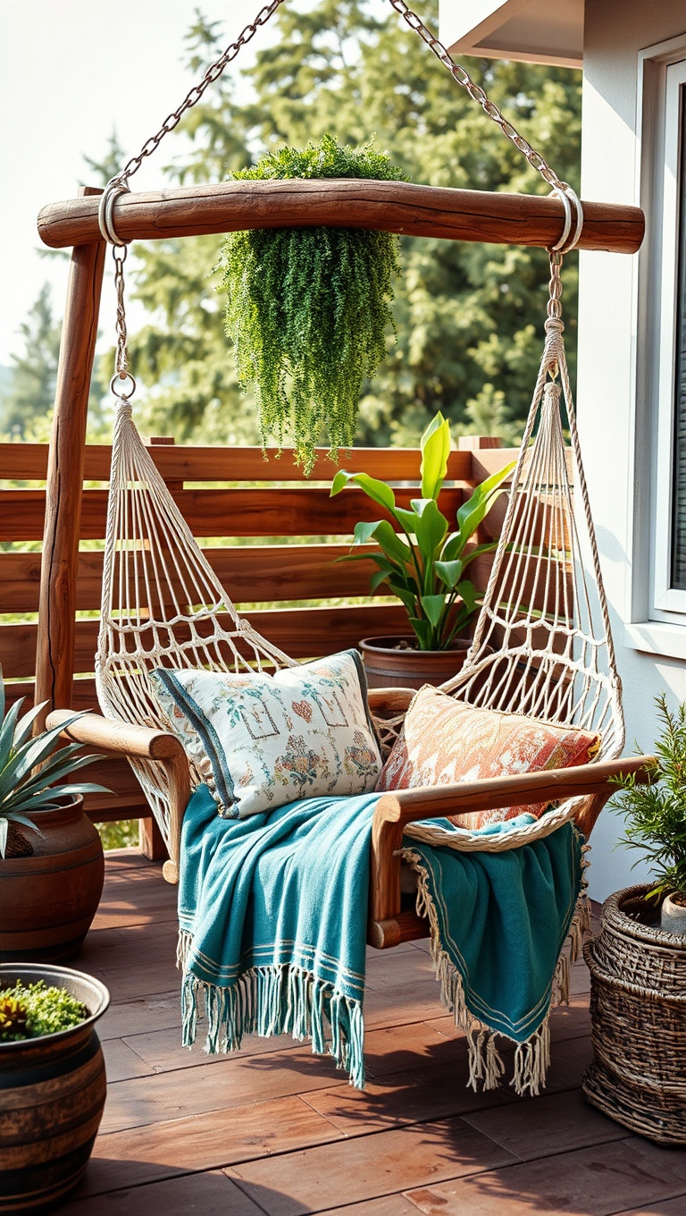 20 Rustic Patio Furniture Ideas to Transform Your Outdoor Space - 3. Cozy Hammock Swing: Perfect for Afternoon Naps
