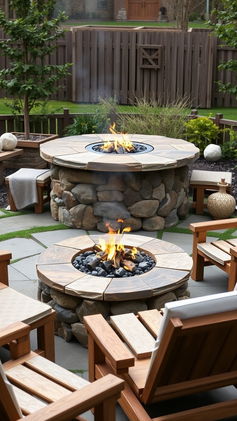 20 Rustic Patio Furniture Ideas to Transform Your Outdoor Space - 8. Stone Fire Pit Table: Gather 'Round for S'mores!