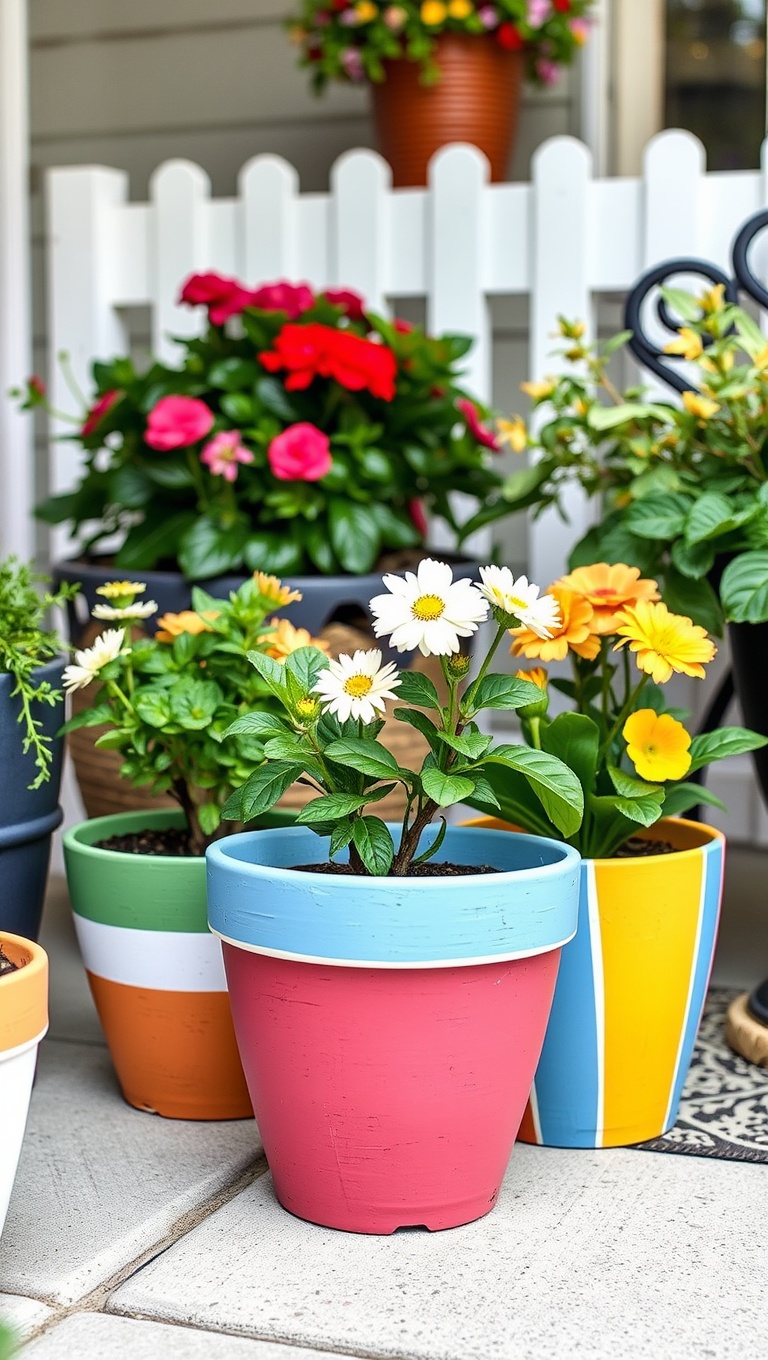 20 Creative Ideas for Stunning Seasonal Patio Decorations - 7. DIY Painted Flower Pots for a Personal Touch
