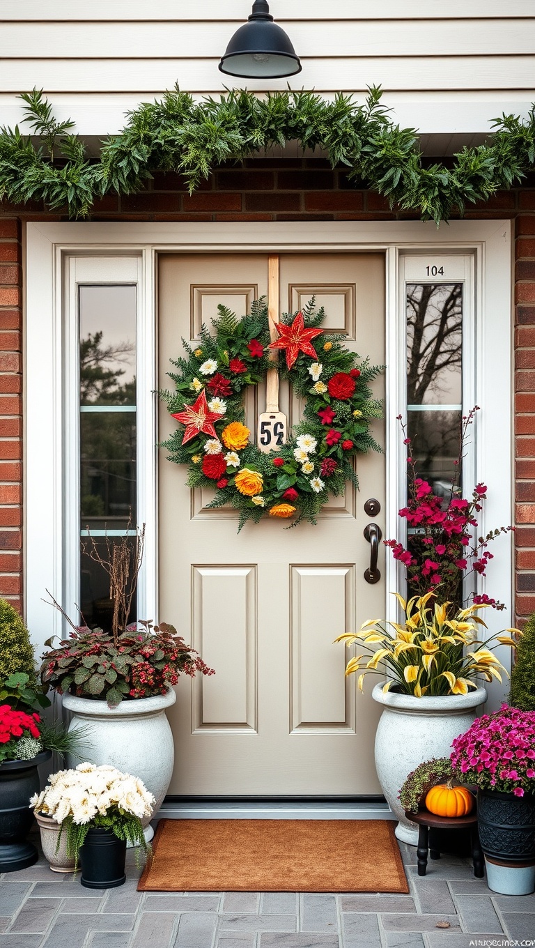 20 Creative Ideas for Stunning Seasonal Patio Decorations - 4. Seasonal Wreaths to Welcome Every Season