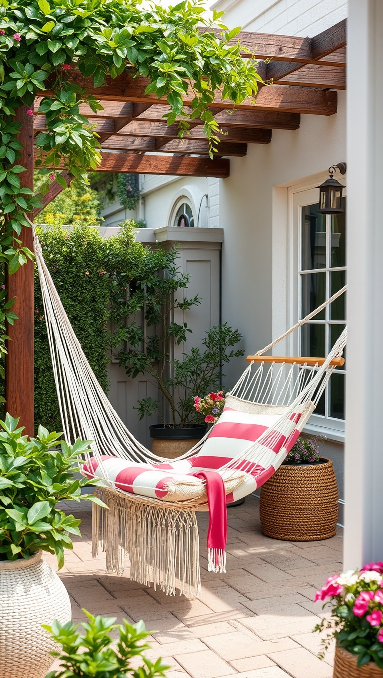 20 Creative Ideas for Stunning Seasonal Patio Decorations - 12. Stylish Hammocks for Relaxing Moments
