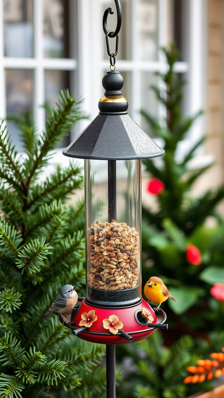 20 Creative Ideas for Stunning Seasonal Patio Decorations - 9. Charming Bird Feeders to Bring Nature Closer