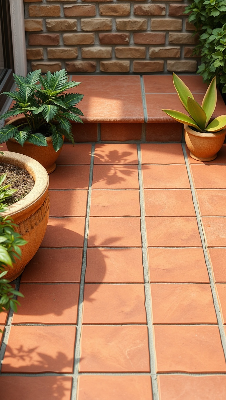 20 Eco-Friendly Patio Material Ideas You’ll Love! - 8. Terra Cotta Tiles: Classic Warmth from the Earth