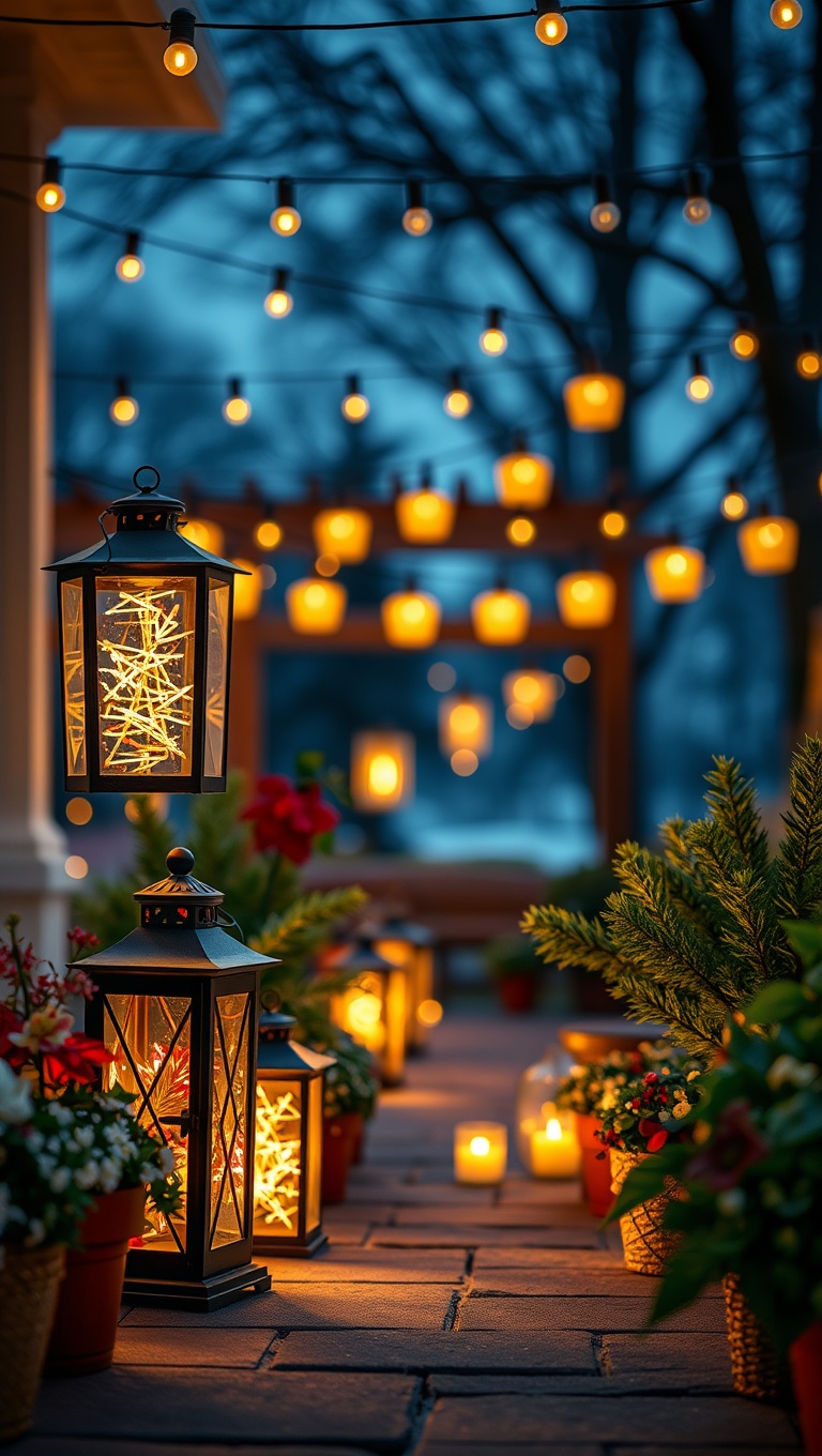 20 Ways to Light Up Your Patio with Twinkling Lanterns - 18. Seasonal Themed Lanterns: Celebrate All Year