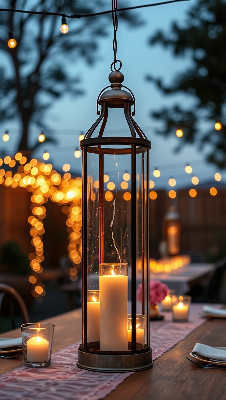 20 Ways to Light Up Your Patio with Twinkling Lanterns - 13. Lantern Centerpieces: Dining Under the Stars
