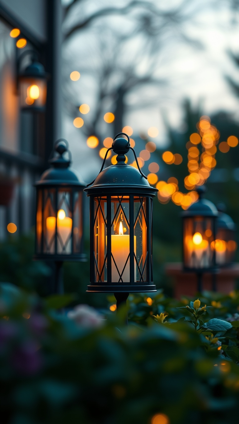 20 Ways to Light Up Your Patio with Twinkling Lanterns - 9. Candlelit Lanterns: Romantic Ambiance