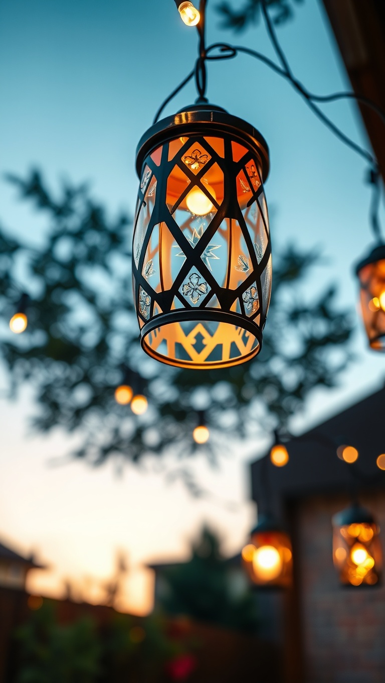 20 Ways to Light Up Your Patio with Twinkling Lanterns - 4. Hanging String Lights: A Canopy of Stars