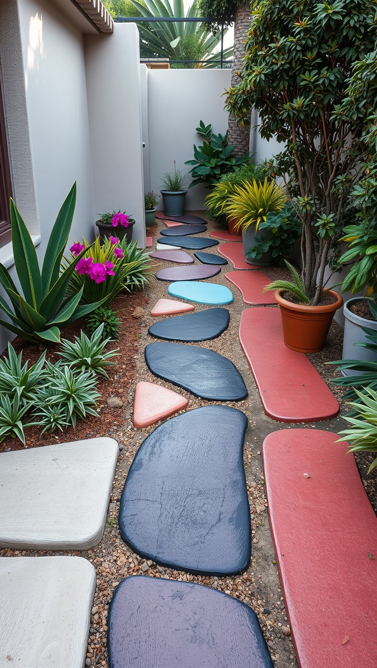 20 Unique Patio Pathway Ideas to Spark Your Creativity! - 16. Painted Pathways to Add a Splash of Color