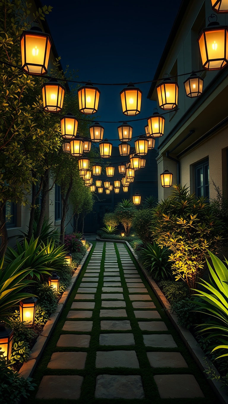 20 Unique Patio Pathway Ideas to Spark Your Creativity! - 11. Lantern-Lit Pathways for Magical Nights