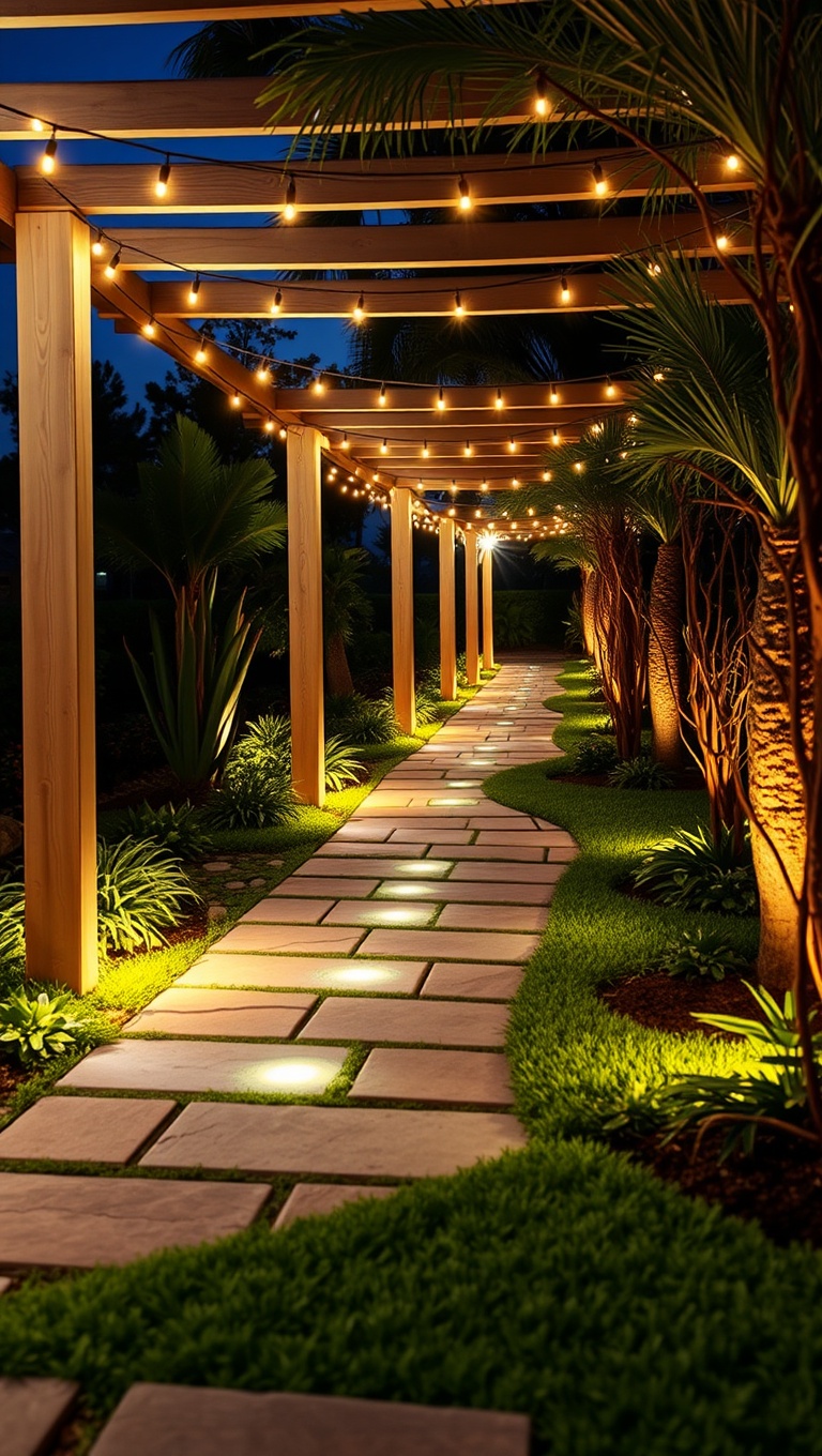 20 Unique Patio Pathway Ideas to Spark Your Creativity! - 20. Light-Up Pathways for a Fun Evening Ambiance