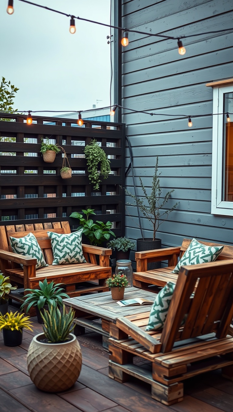 20 Creative Ideas to Upcycle Your Patio Decor - 1. Rustic Wooden Pallet Seating