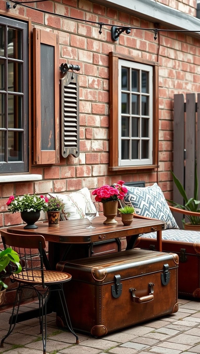 20 Creative Ideas to Upcycle Your Patio Decor - 4. Vintage Suitcase Tables