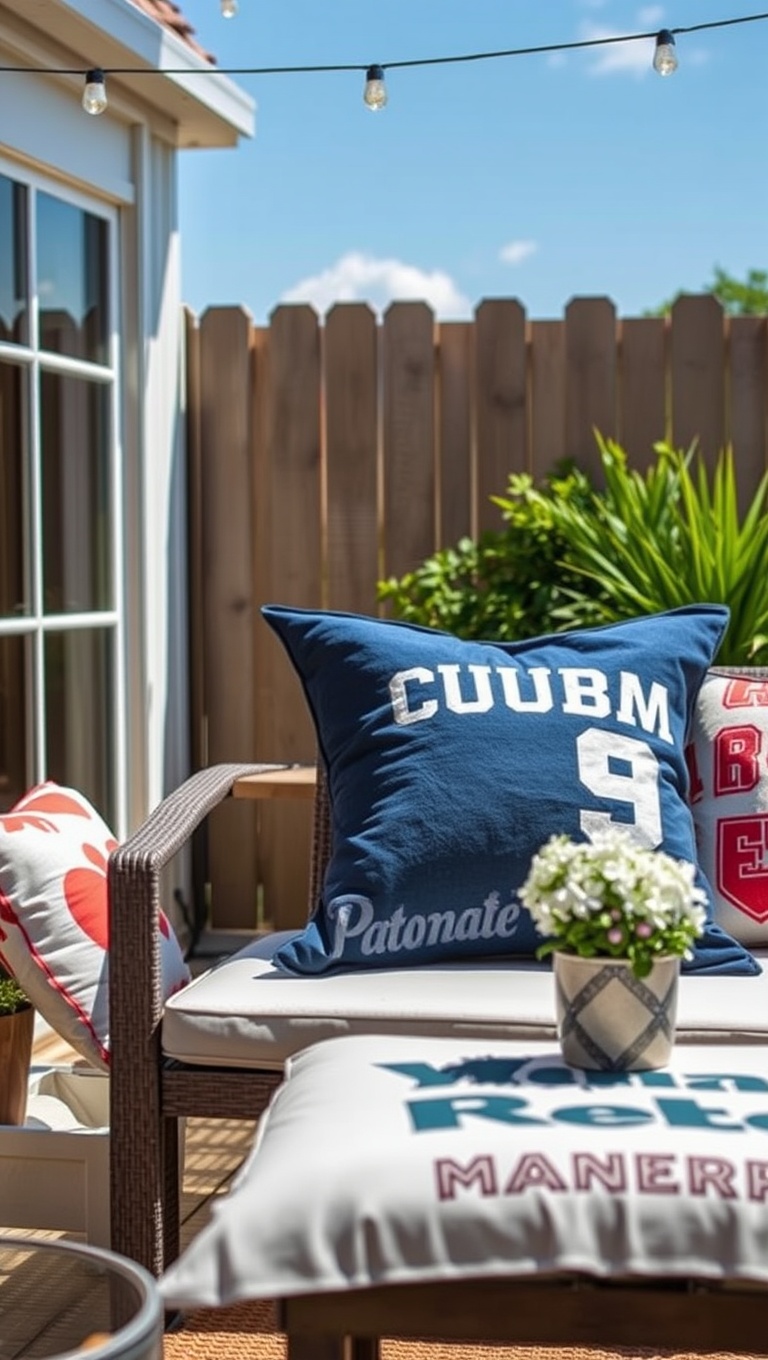 20 Creative Ideas to Upcycle Your Patio Decor - 19. T-shirt Pillow Covers for Outdoor Cushions