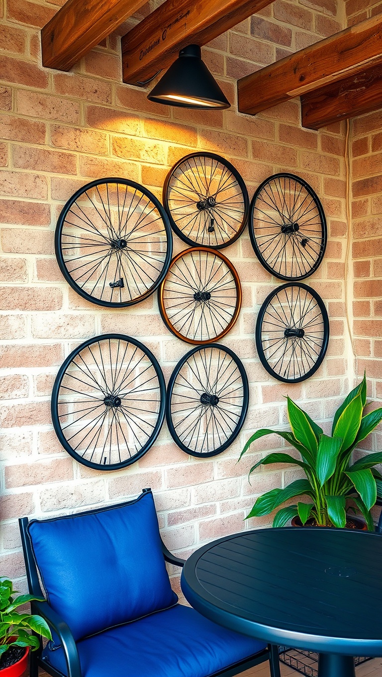 20 Creative Ideas to Upcycle Your Patio Decor - 15. Bicycle Wheel Wall Art
