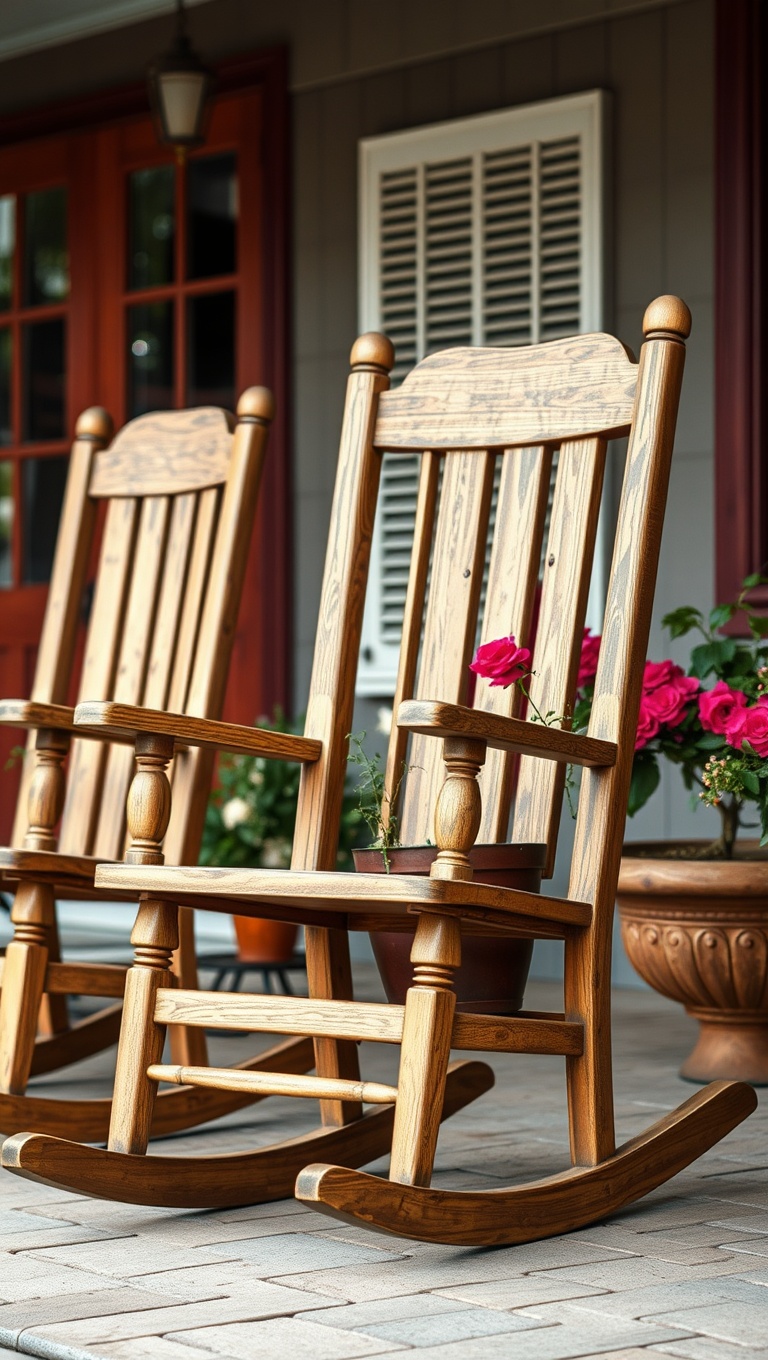 20 Charming Vintage Patio Accessories to Spruce Up Your Outdoor Space - 6. Classic Wooden Rocking Chairs