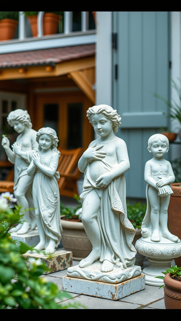 20 Charming Vintage Patio Accessories to Spruce Up Your Outdoor Space - 7. Antique Garden Statues